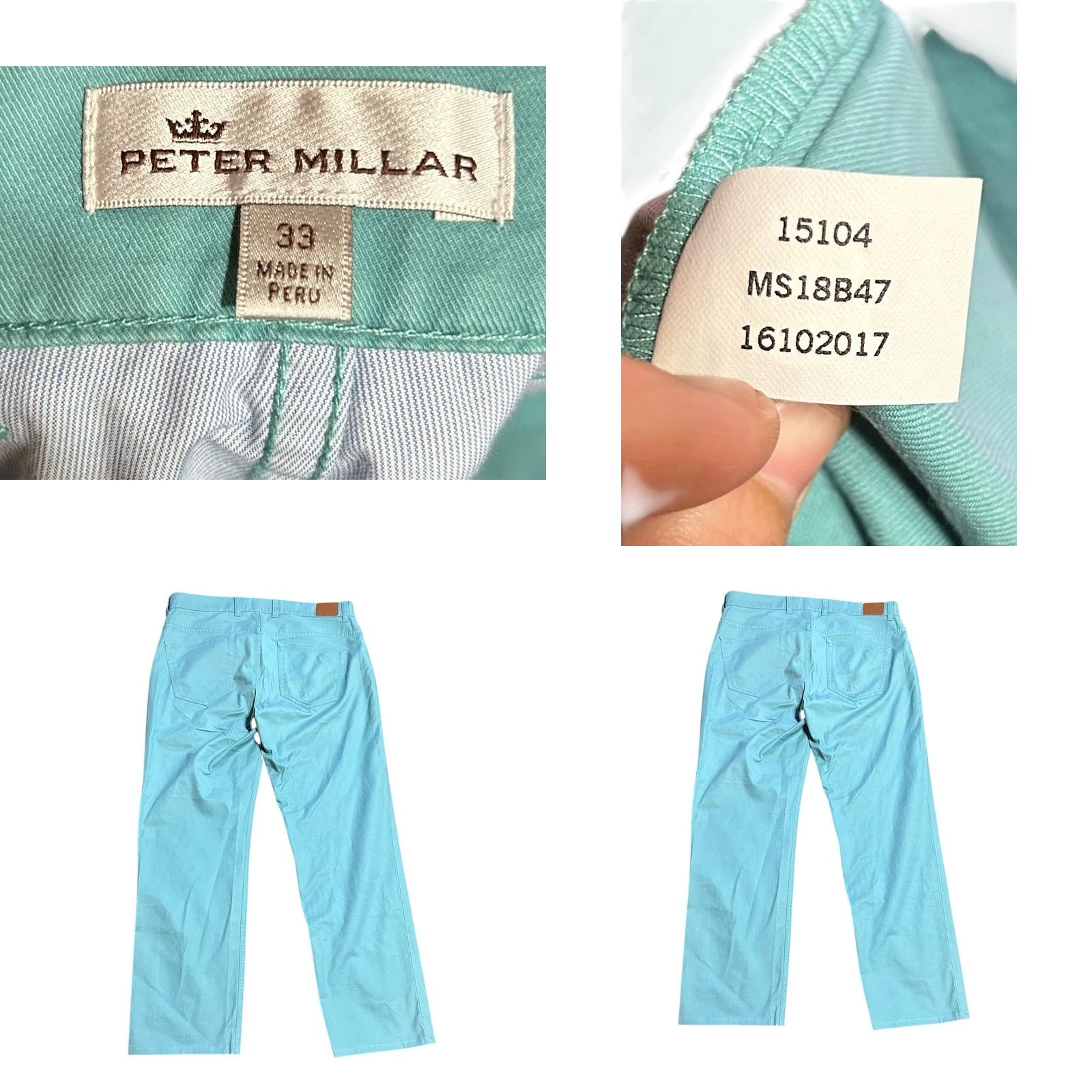 Peter Millar Peter Millar Pants Mens 33x34 Green Teal Performance Five Pocket Golf Slacks Mens Regular Straight Green 5 Pocket Peter Millar Crown Size US 33 - 8 Thumbnail