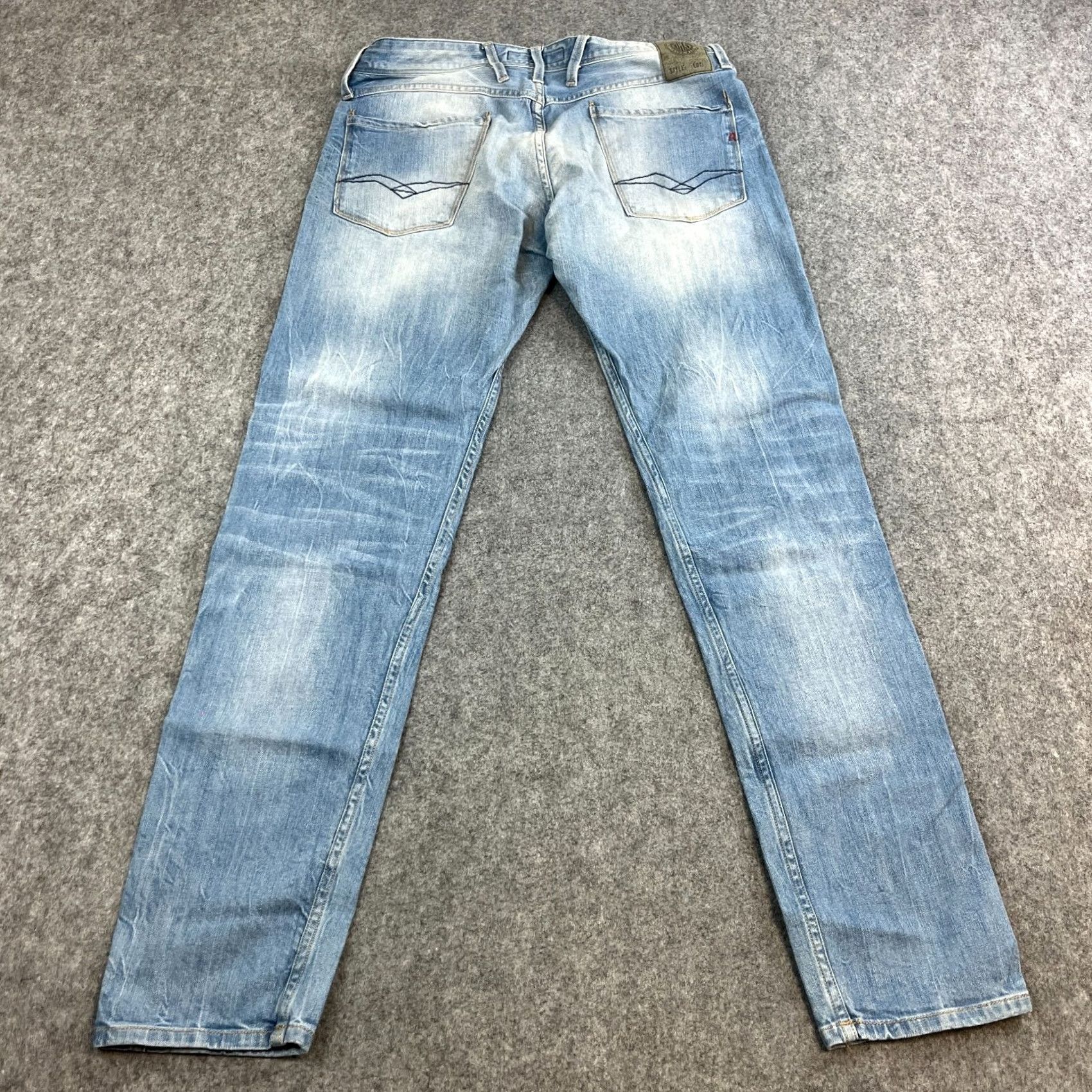 Replay Replay Jeans Slim Tapered 34 34 Light Wash Blue Stretch Whiskers Fades Denim Casual Mens Slim Jeans Size US 34 / EU 50 - 2 Thumbnail