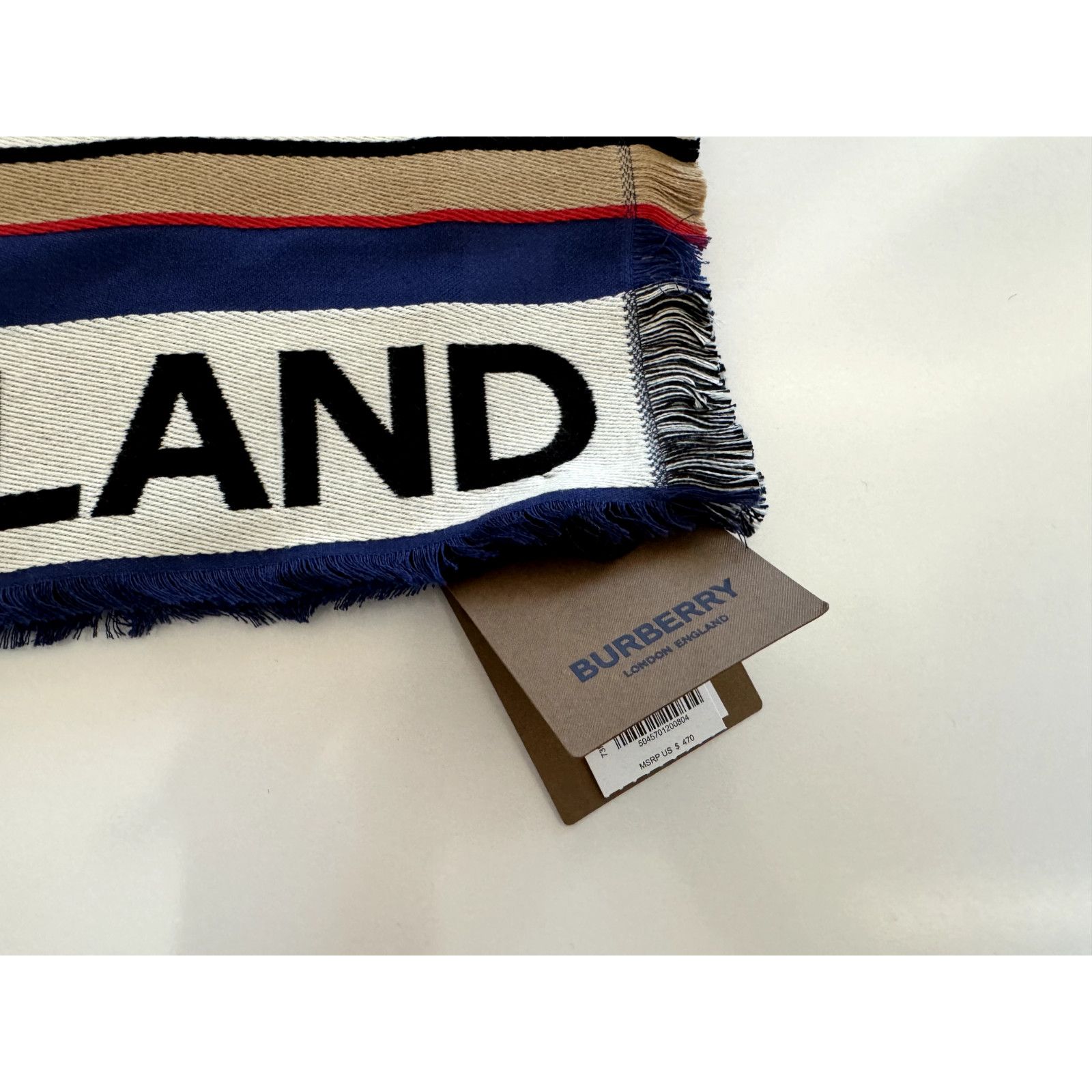 Burberry NWT $470 Burberry Cotton Scarf Denim Blue 185x100 8067360 Size ONE SIZE - 5 Thumbnail