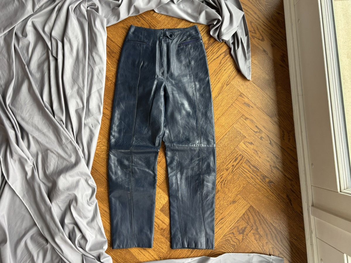 Indian Motorcycle × Leather × Vintage True Vintage Leather Pants Blue High Waisted 60s Motorcycle Size 24" / US 00 / IT 34 - 15 Thumbnail
