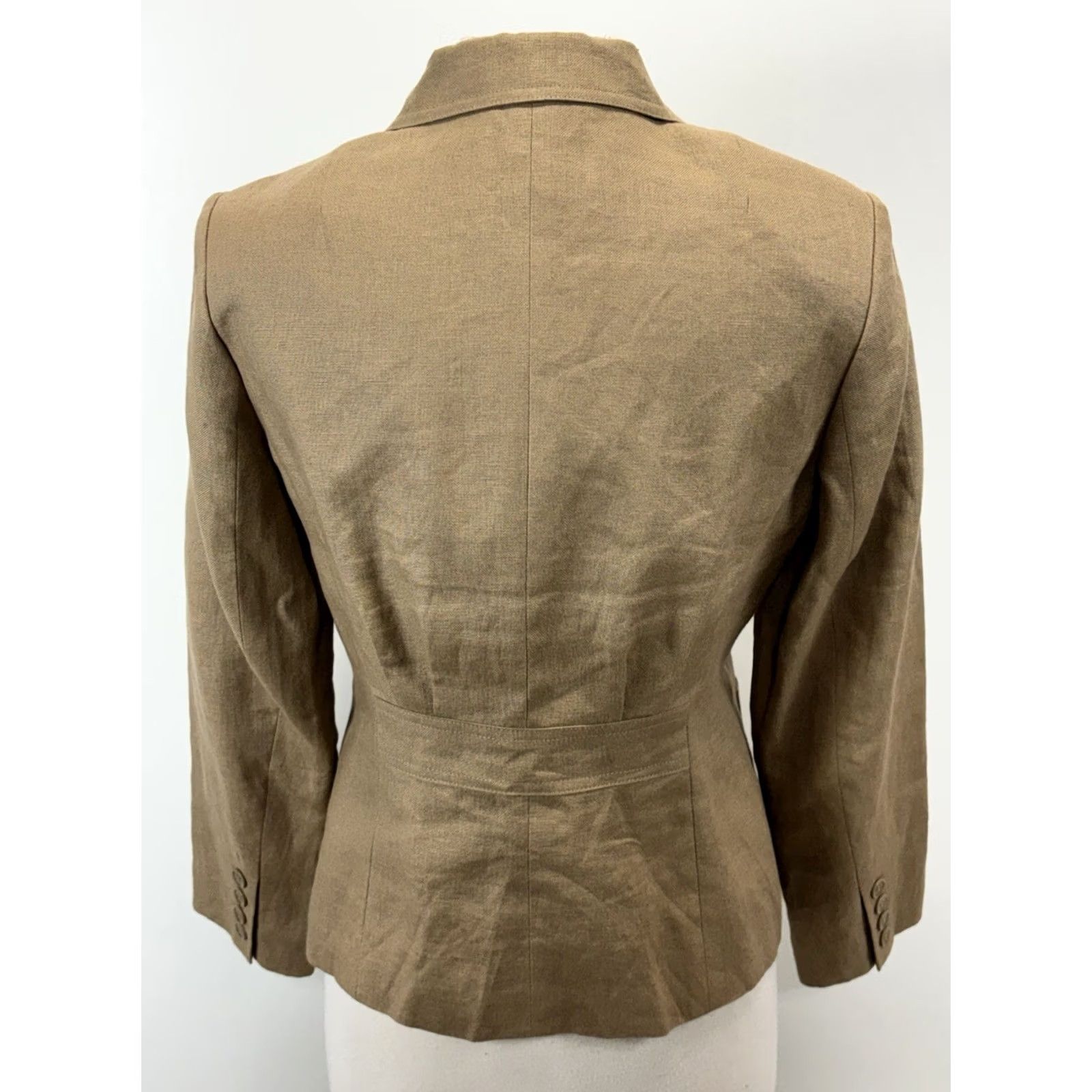 Talbots VINTAGE Talbots Blazer Jacket Women’s 8P Petites Brown 100% Linen Preppy Classic 90s Suit Jacket/Blazer Mens/Girls? Size M / US 6-8 / IT 42-44 - 3 Thumbnail