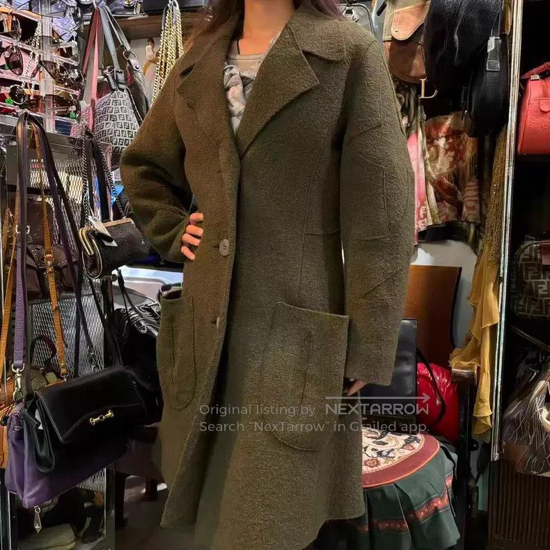 Issey Miyake Issey Miyake 3D tailored spliced green wool coat Size M / US 6-8 / IT 42-44 - 2 Thumbnail