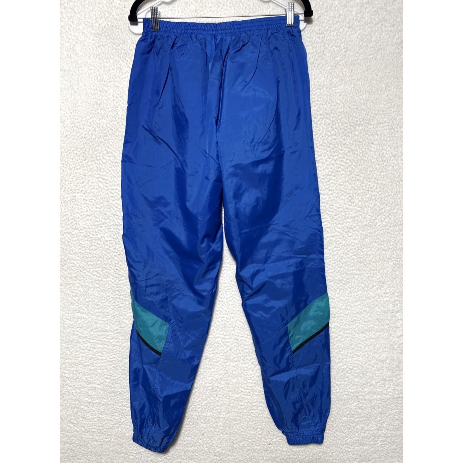 Nike VINTAGE Nike Track Pants Men L Blue Nylon Lightweight 80s Windbreaker Zip Pants Mens Size US 33 - 6 Thumbnail