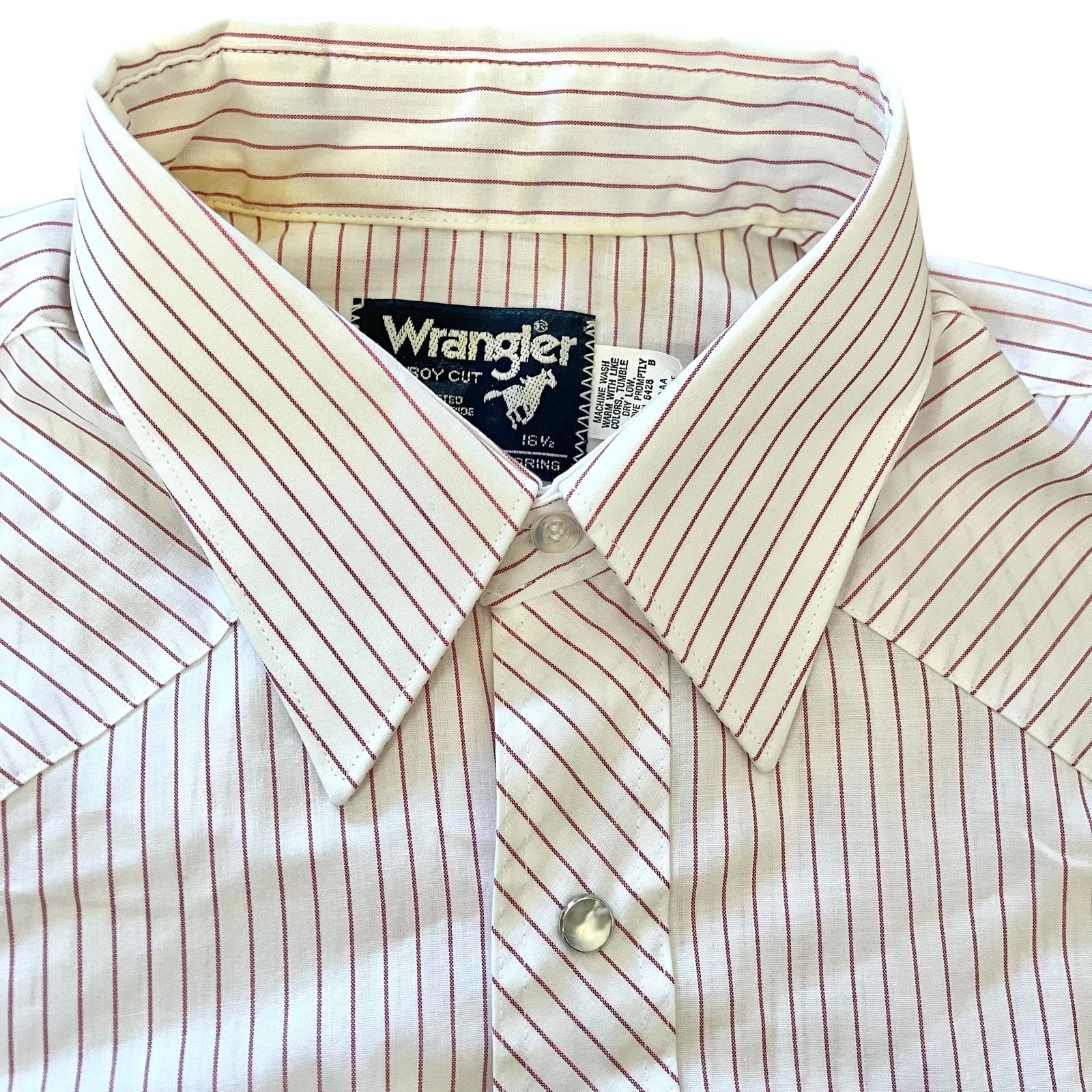 Vintage × Wrangler Vintage Wrangler White Striped Cowboy Cut Long Tails Shirt Size US XL / EU 56 / 4 - 5 Thumbnail