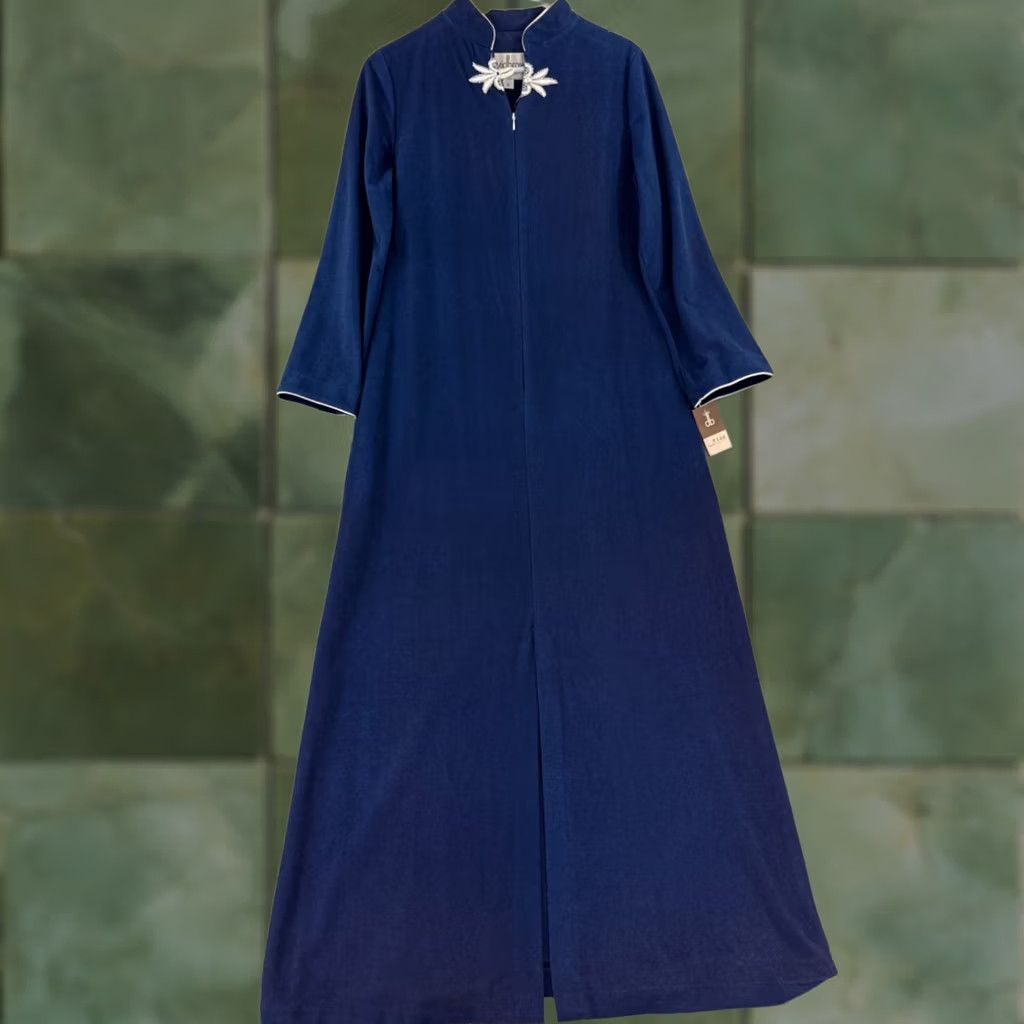Velour VINTAGE David Brown California Maxi Dress Womens Small Blue 70s Velour Zip NWT Size S / US 4 / IT 40 - 1 Thumbnail