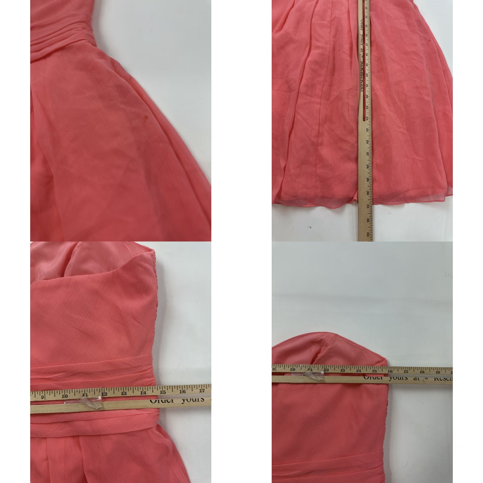Vintage David’s Bridal Dress Women’s 8 Pink Coral Bridesmaids Sleeveless Chiffon F14847 Size M / US 6-8 / IT 42-44 - 8 Thumbnail