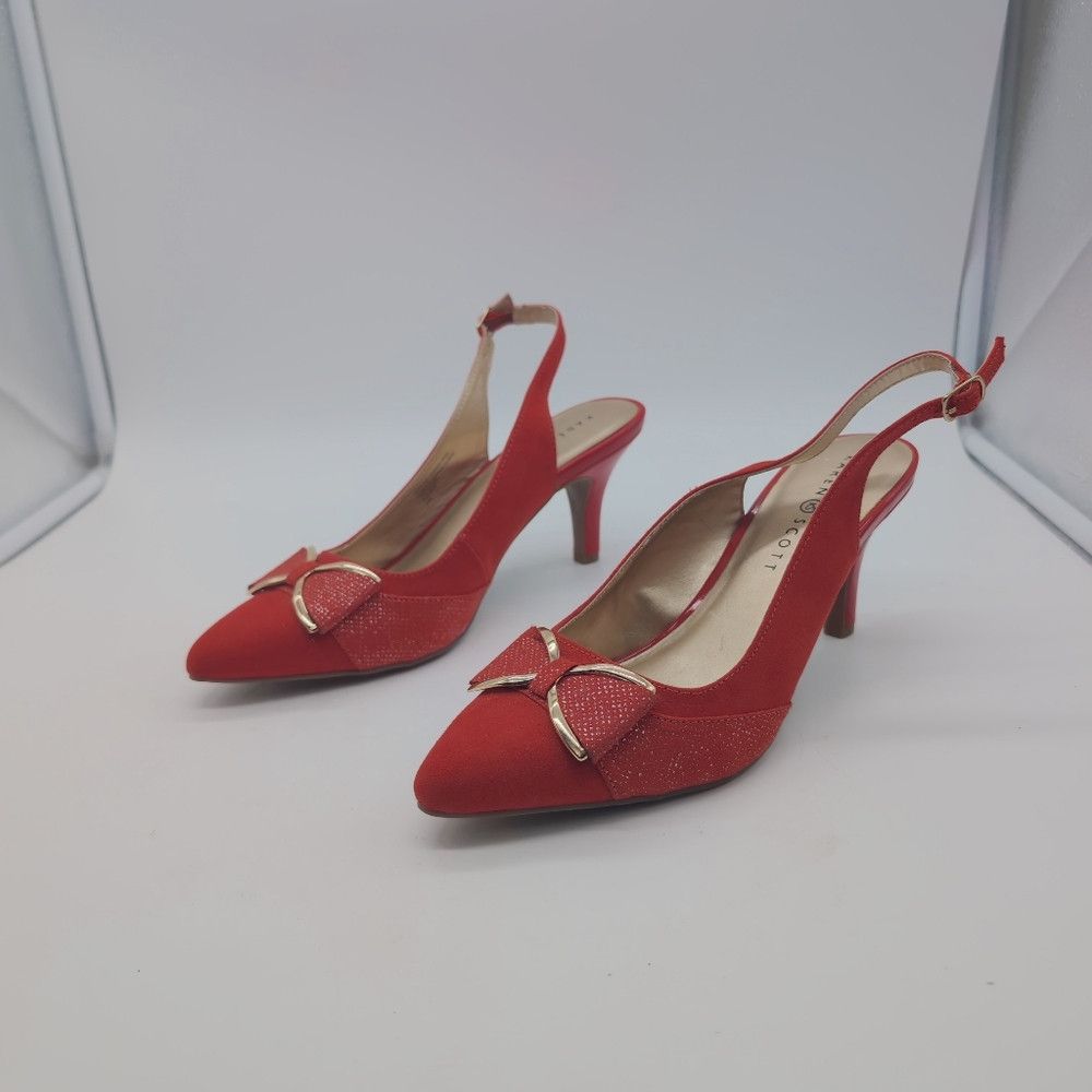 Other Karen Scott Sz 9.5 Elegant Red Slingback Heels Gladiss Size US 9.5 / IT 39.5 - 6 Thumbnail