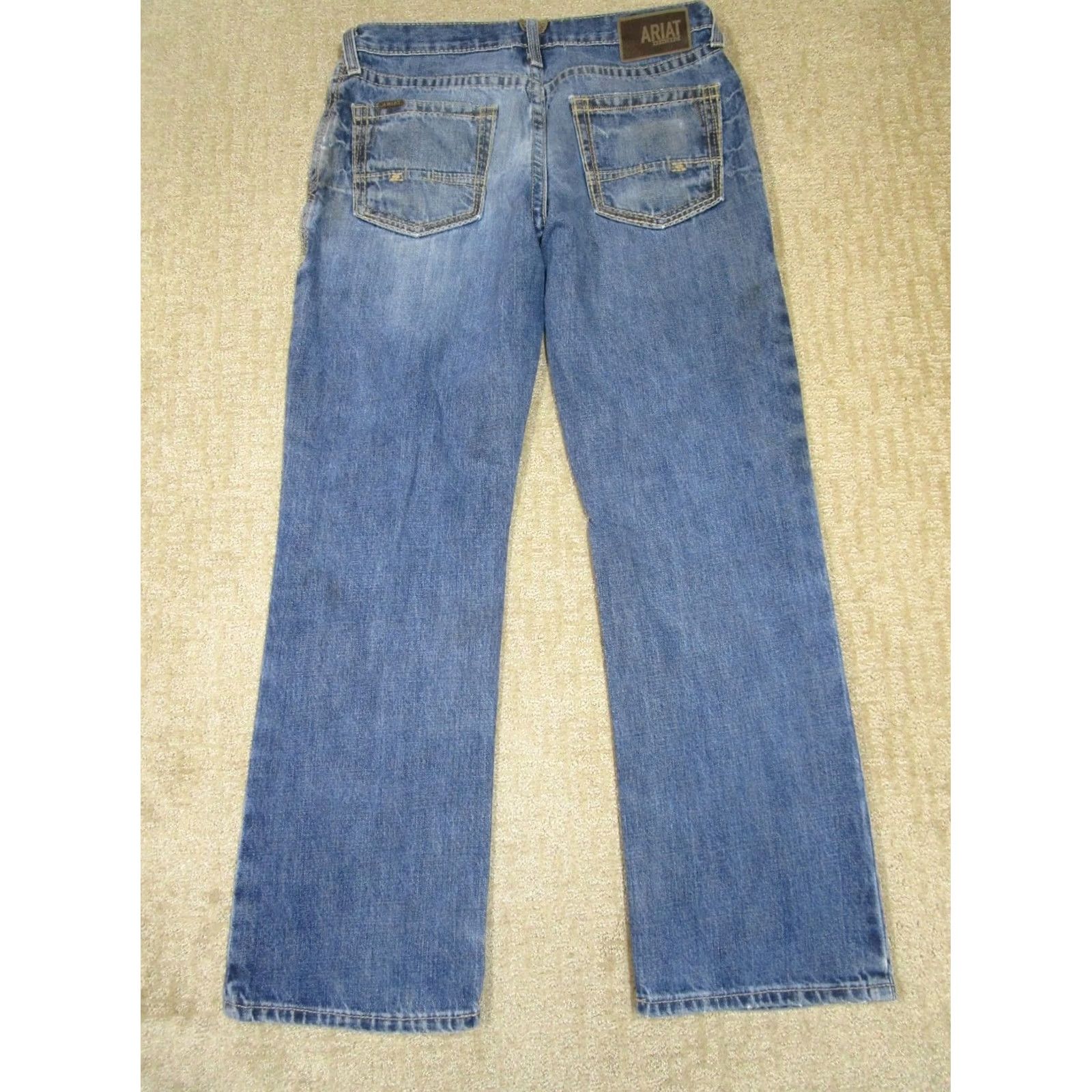 Ariat Ariat Jeans Bootcut Denim 34x32 Blue Light Wash Grunge Rock 5-Pocket Logo Mens Jeans Size US 34 / EU 50 - 5 Thumbnail