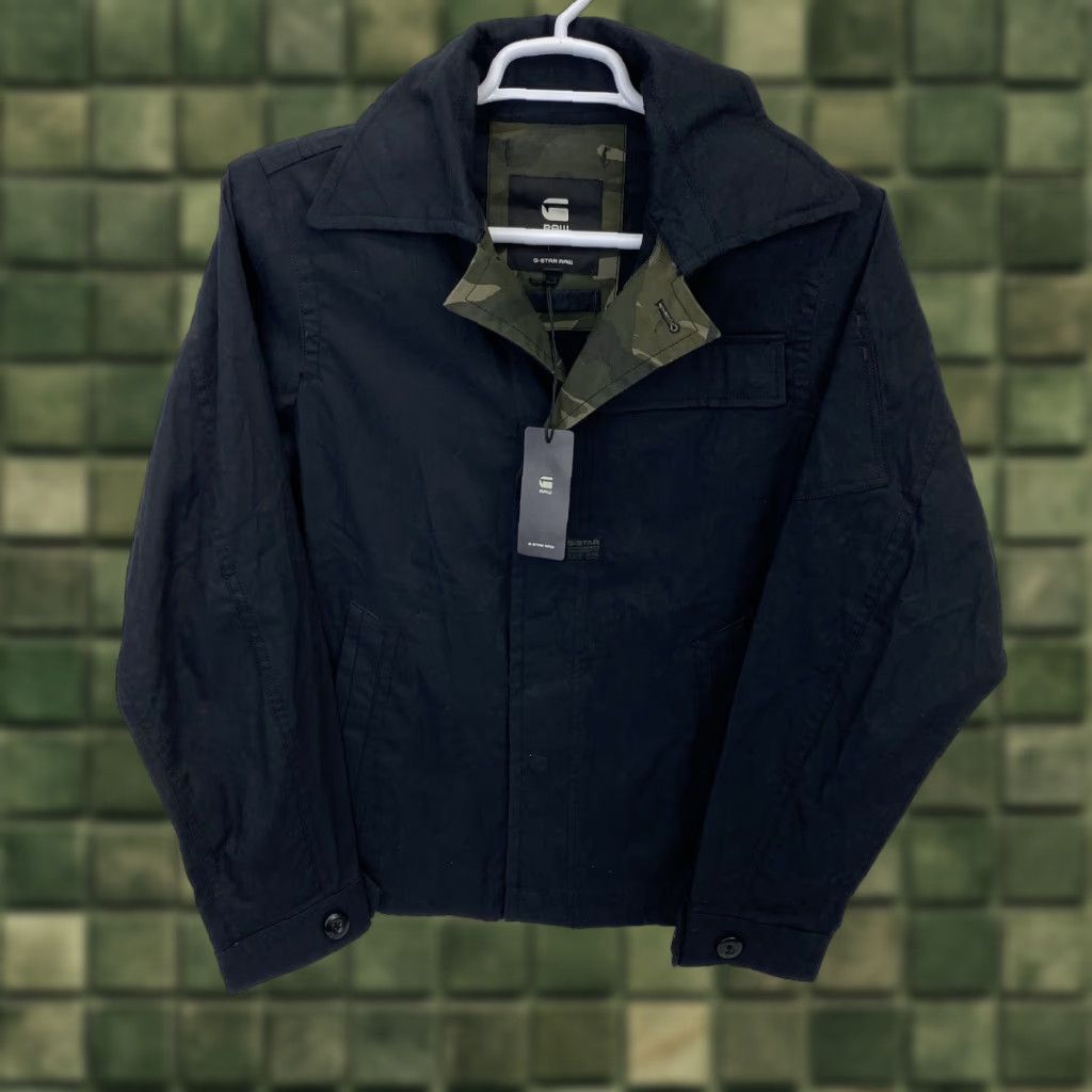 G-Star G-Star RAW Overshirt Jacket Men S Black Camouflage Pockets City Collared Canvas Cotton Snap Button Mid-Length Casual Regular Size US S / EU 44-46 / 1 - 1 Thumbnail