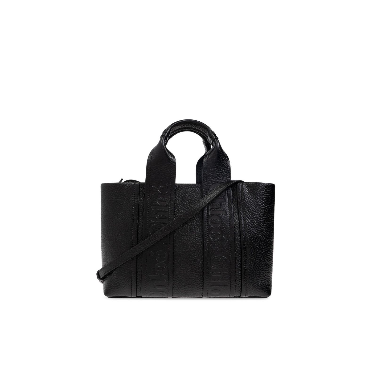 Chloe Chloe Small Black Grained Leather Tote Shopper Top Handle Ba Size ONE SIZE - 1 Thumbnail