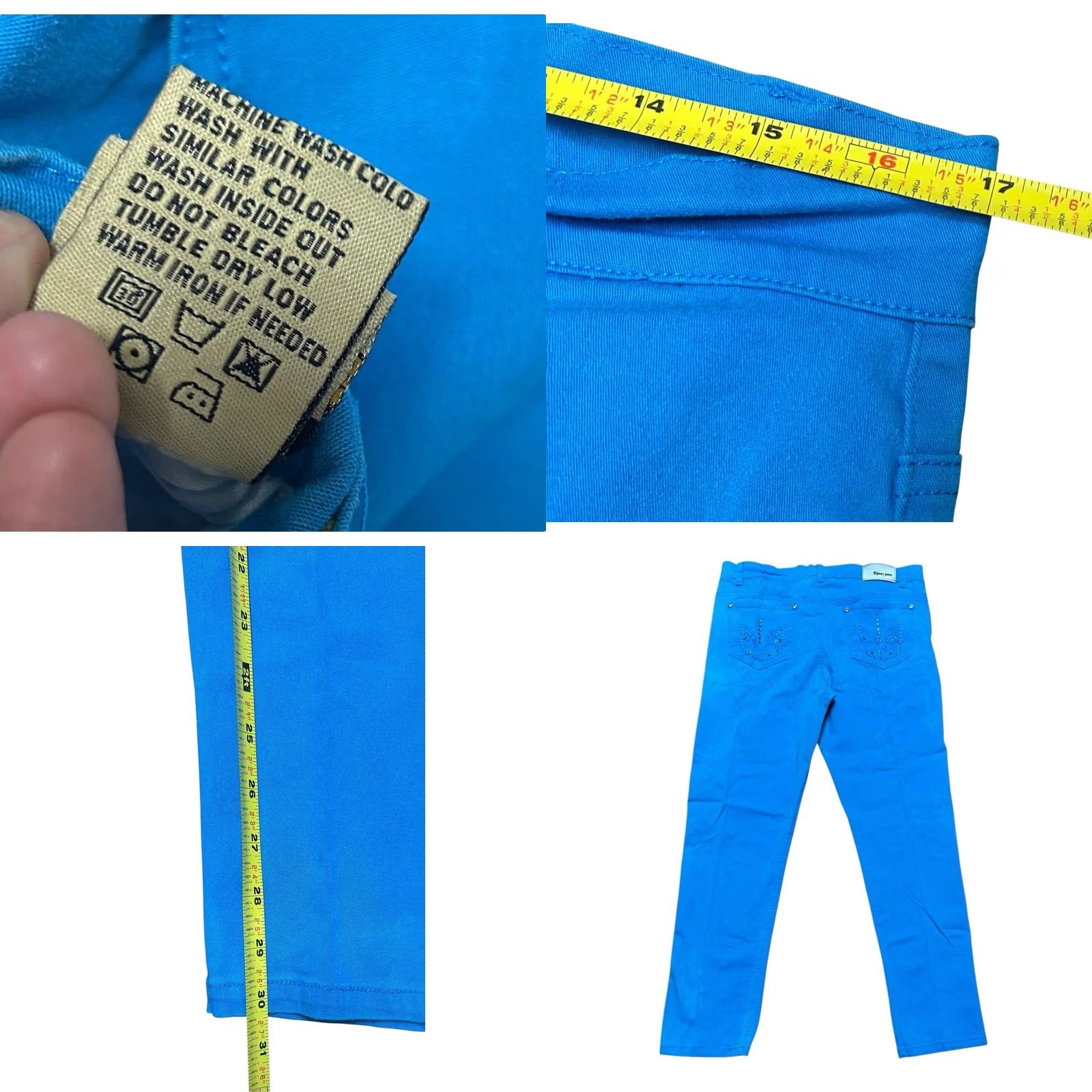 Vintage VINTAGE Chams Jeans Royal Blue Pants Studded Butterfly Pockets Women’s Sz 16 Y2K Jeans Women Fits Regular 34 In Waist 30 In Inseam 5-Pocket Design Size 38" / US 16 / IT 52 - 9 Thumbnail