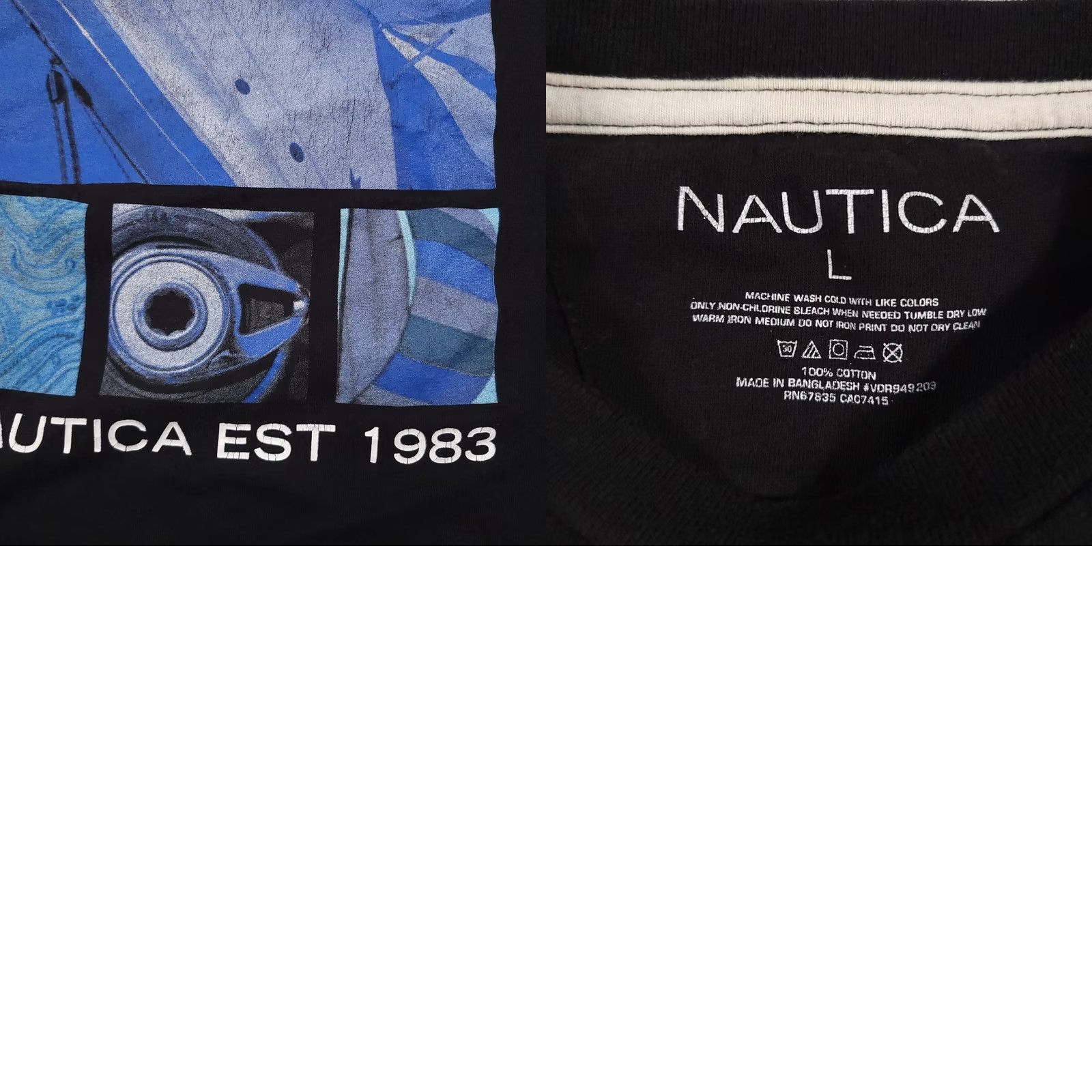 Nautica Nautica Competition Graphic T-Shirt Mens Large Black Sailing Double-Sided Size US L / EU 52-54 / 3 - 9 Thumbnail