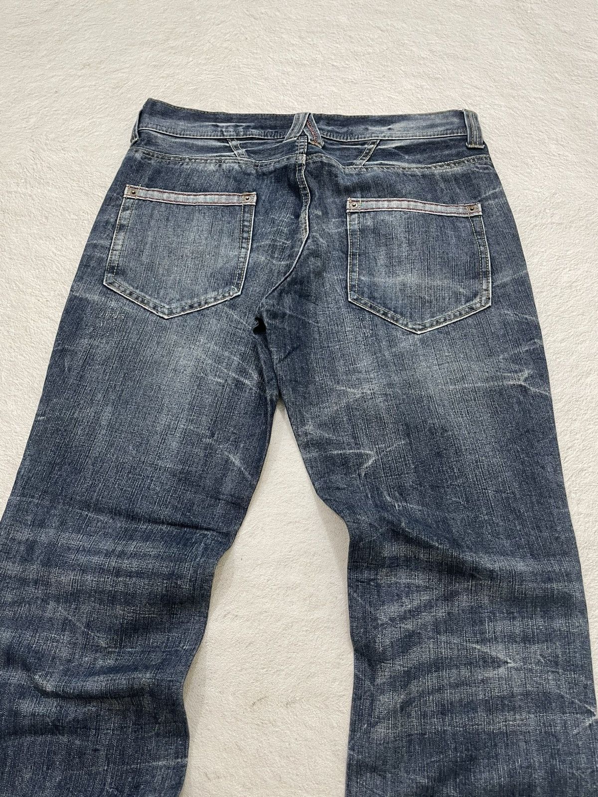 Japanese Brand 00s Japanese Whiskered Denim Heavy Fade Straight Fit Y2K Size US 34 / EU 50 - 7 Thumbnail