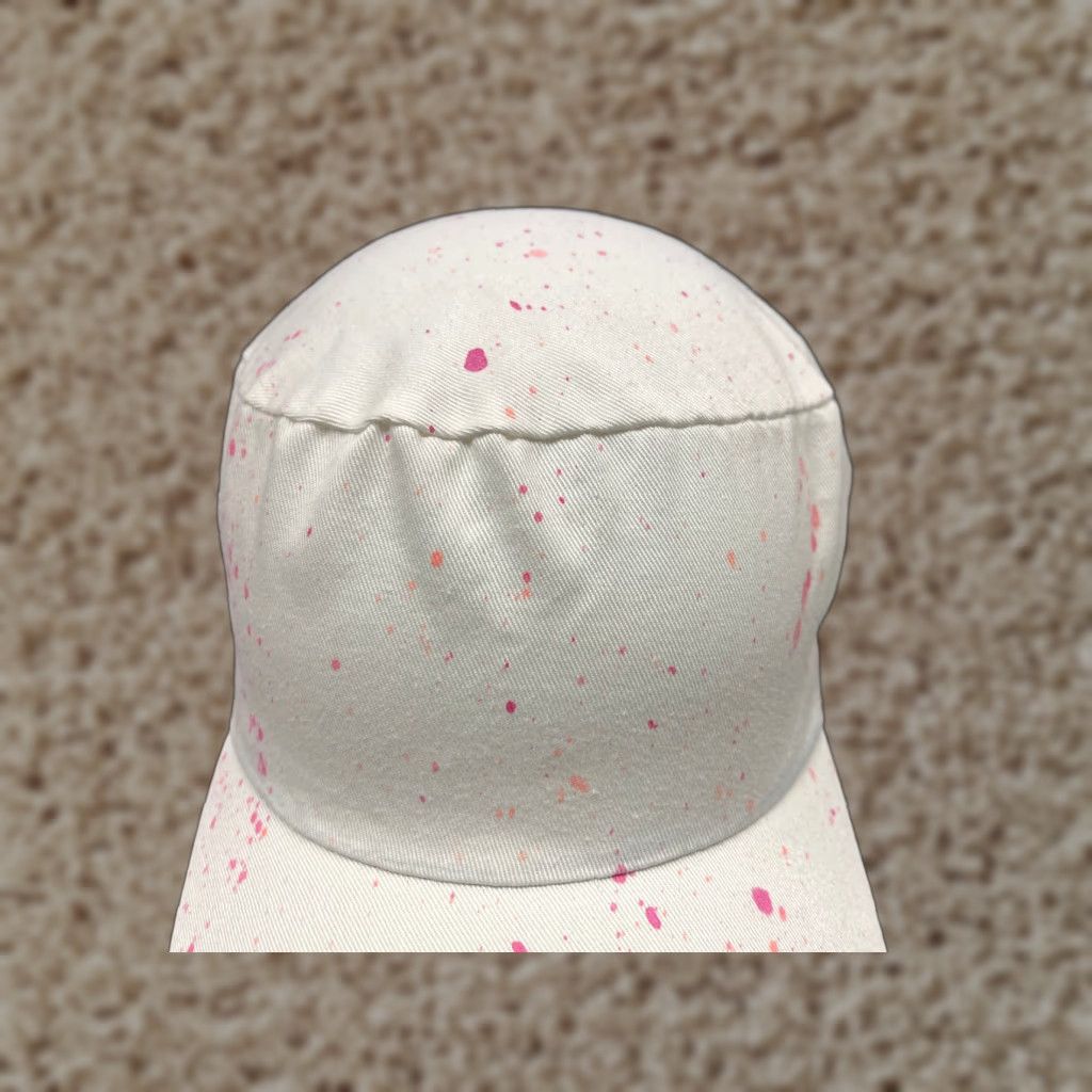 Pinko Paint Splatter Hat Cap Snap Back Adult One Size White Pink 100% Cotton Size ONE SIZE - 1 Thumbnail