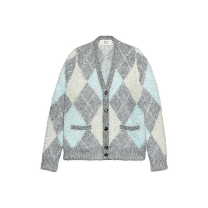 AMI AMIPARIS Cozy Cashmere Argyle Long Sleeve Sweater -2507 Size S / US 4 / IT 40 - 1 Thumbnail