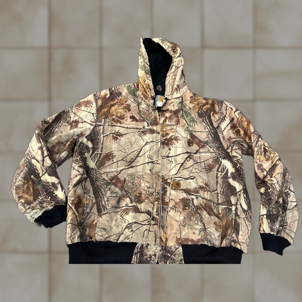 VINTAGE Carhartt Camouflage Jacket Mens XL Tall Brown Hunting Workwear Jacket / Coat Gel?