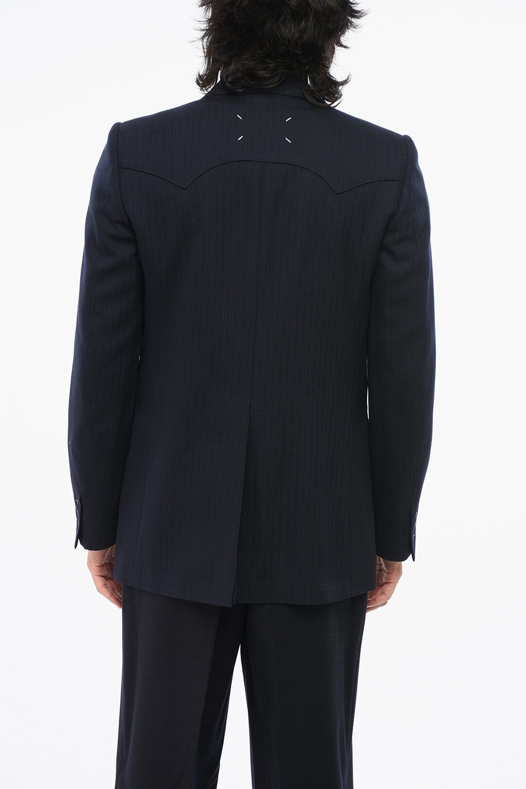 Maison Margiela og1mm0825 Ton Sur Ton Striped Wool Blazer in Blue Size US L / EU 52-54 / 3 - 2 Thumbnail