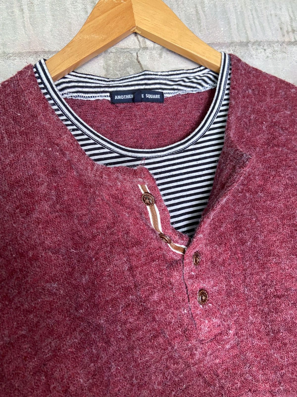 Japanese Brand DOUBLE LAYER STYLE ANOTHER SIDE SQUARE KNIT STRIPED Size US M / EU 48-50 / 2 - 4 Thumbnail