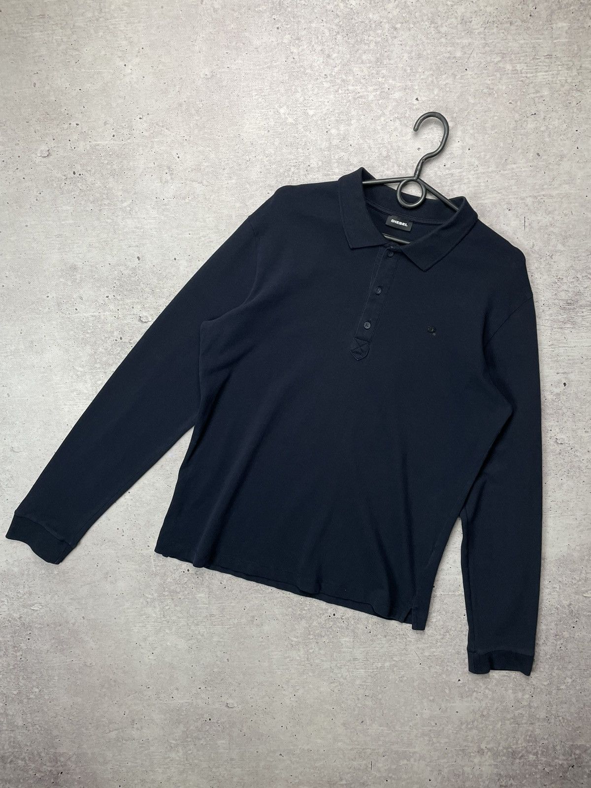 Diesel × Vintage Vintage Diesel Logo Black Longsleeve Polo Shirt Size US XL / EU 56 / 4 - 1 Thumbnail
