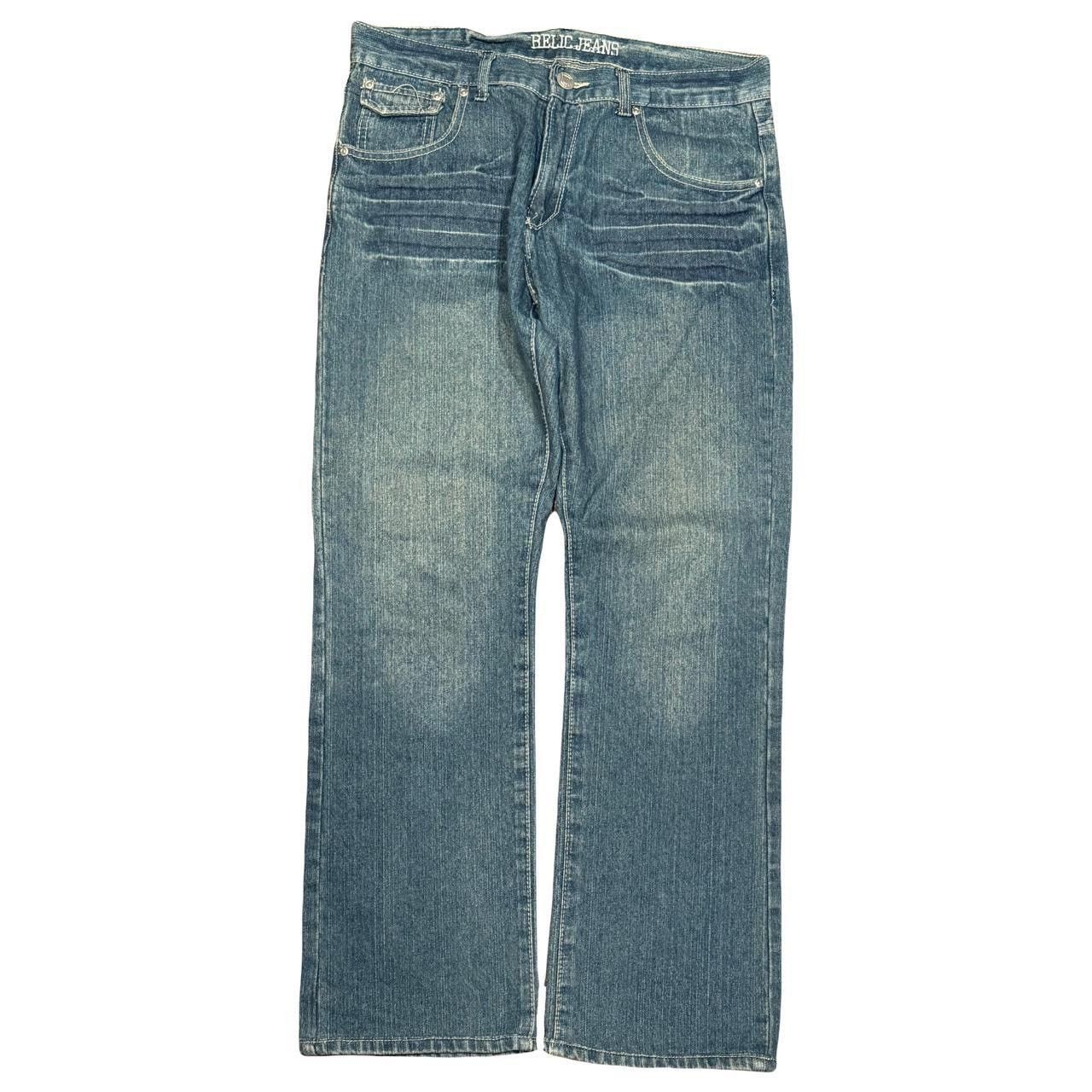 True Religion Y2K Relic Embroidered Flared Faded Wide Leg Jeans Size US 34 / EU 50 - 2 Thumbnail