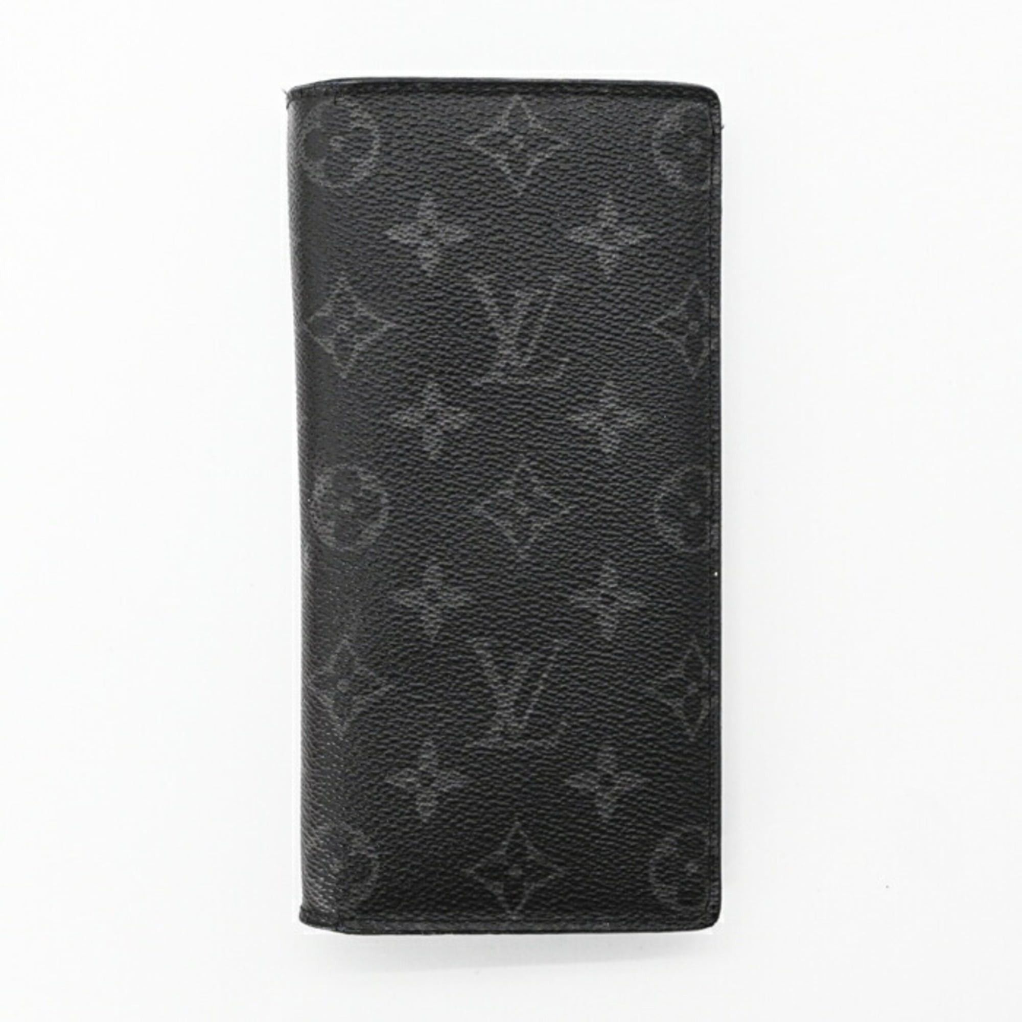 LOUIS VUITTON Monogram Eclipse Portefeuille Brazza Long Wallet Black M61697