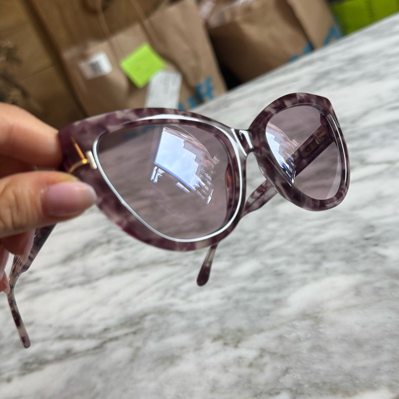 Tom Ford Tom Ford Anya Purple Havana Cat Eye Women's Sunglasses Size ONE SIZE - 3 Thumbnail