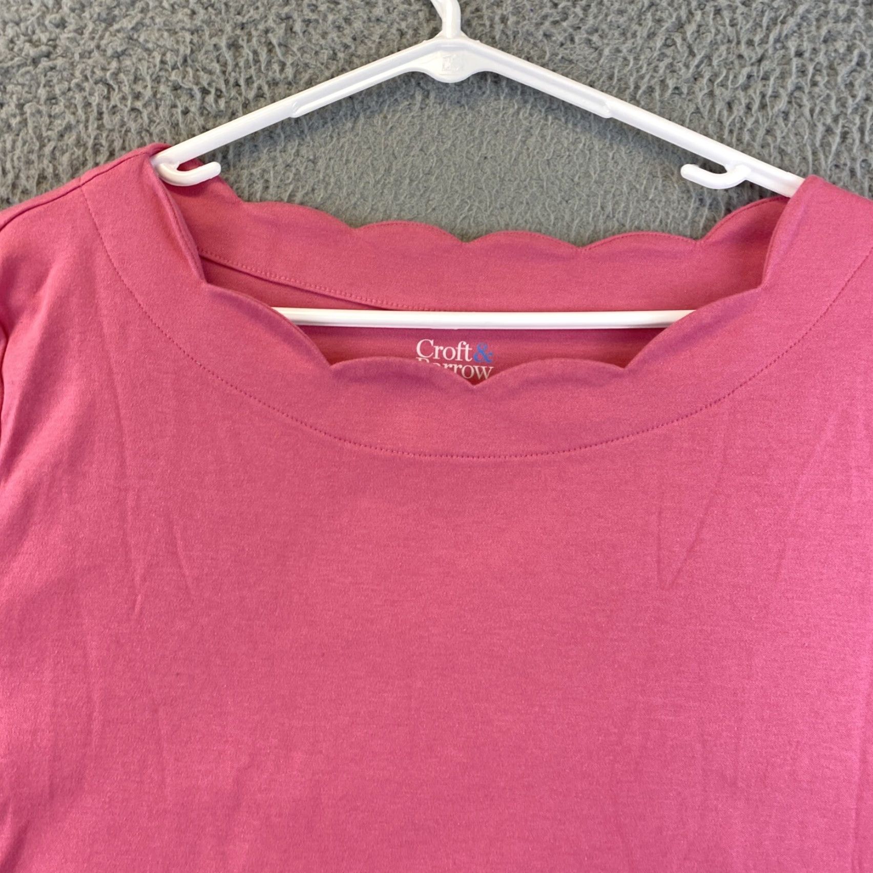 Croft & Barrow Croft & Barrow Shirt Womens XL Pink Long 3/4 Sleeve Round Neck Cotton / 77-55 Size XL / US 12-14 / IT 48-50 - 4 Thumbnail