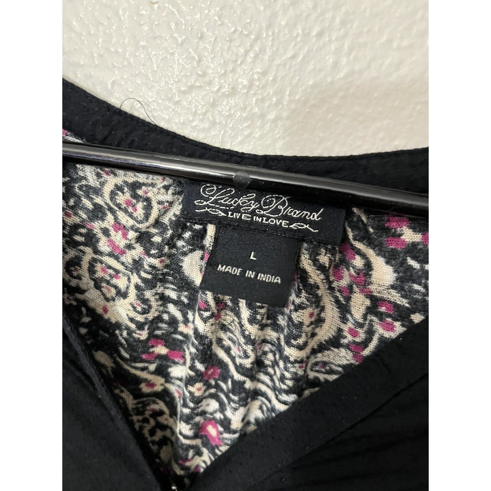 Lucky Brand VINTAGE Lucky Brand Sheer Henley Blouse Women’s Size Large Black Boho Love Size L / US 10 / IT 46 - 2 Thumbnail