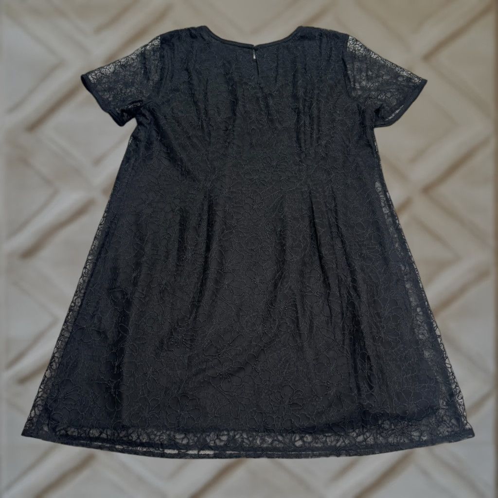 Vintage CeCe Lace Floral Shift Dress Womens XL Black Short Sleeve Cocktail LBD Classic Size 40" / US 18 - 1 Thumbnail