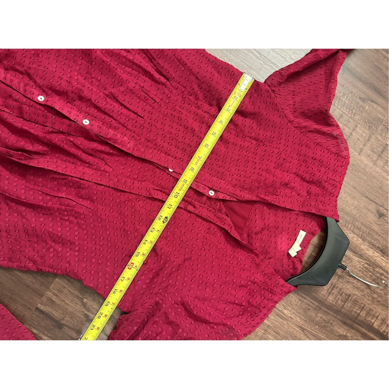 Anthropologie Anthropologie Meadow Rue Clipdot Tieneck Blouse in Raspberry Size S / US 4 / IT 40 - 11 Thumbnail