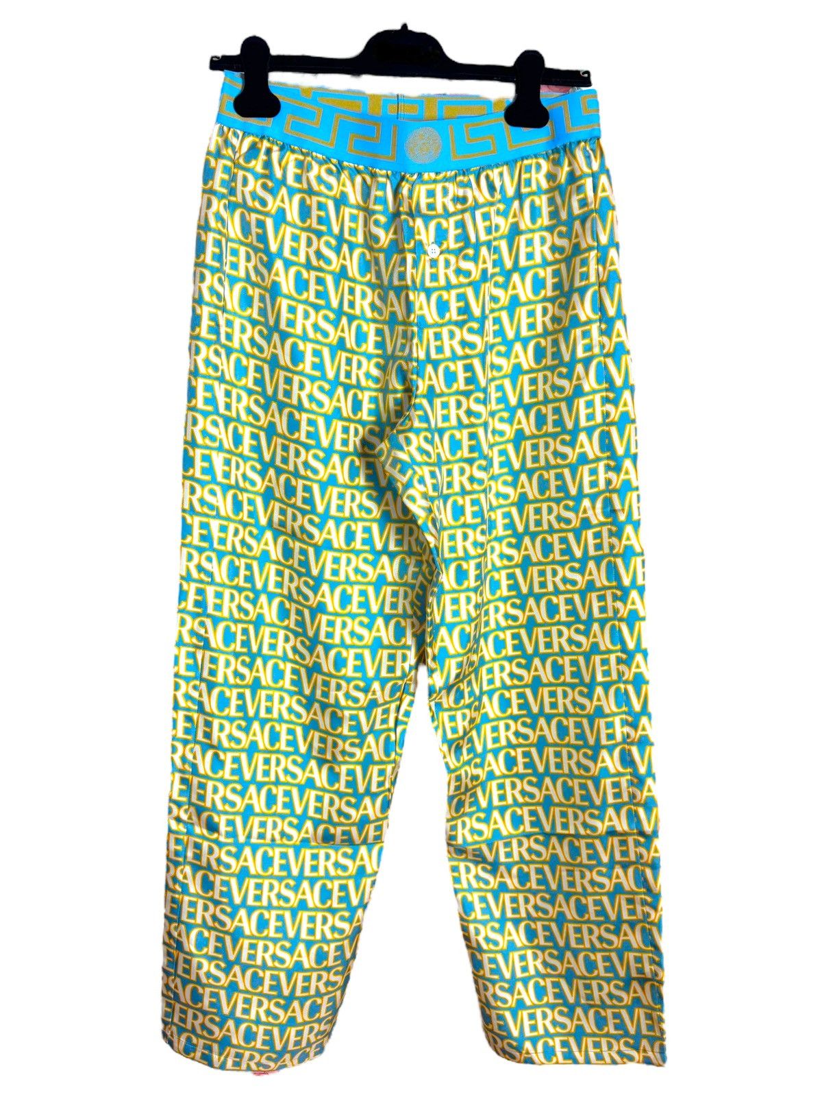 Versace Silk Pajama Pants with All-Over Logo