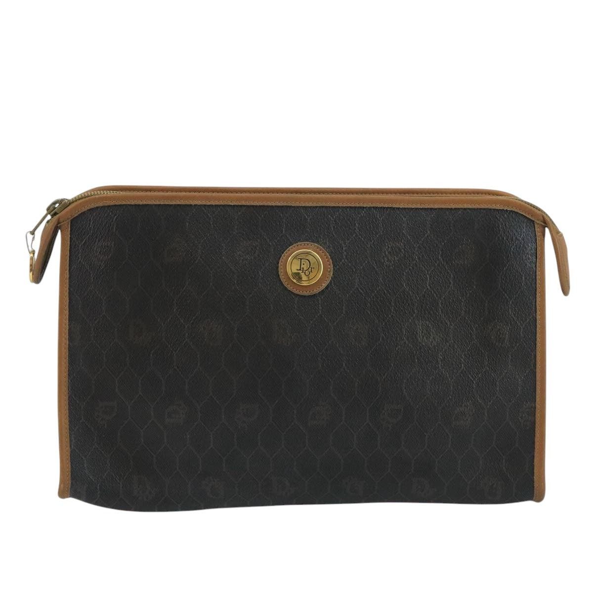 Dior DIOR Honeycomb Canvas Clutch Bag Leather Black Gold Size ONE SIZE - 13 Thumbnail