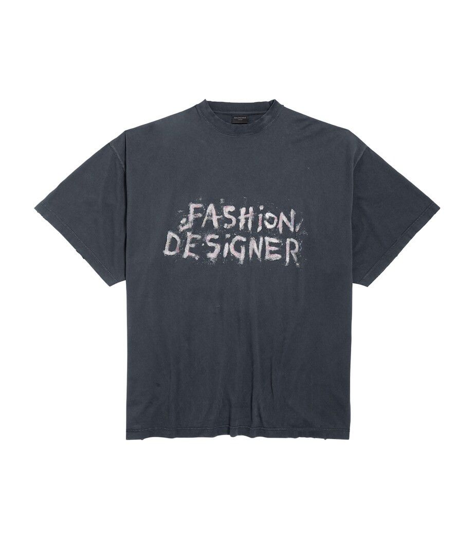Balenciaga Oversized Fashion Designer Painted Logo T-Shirt Size US XS / EU 42 / 0 - 1 Thumbnail