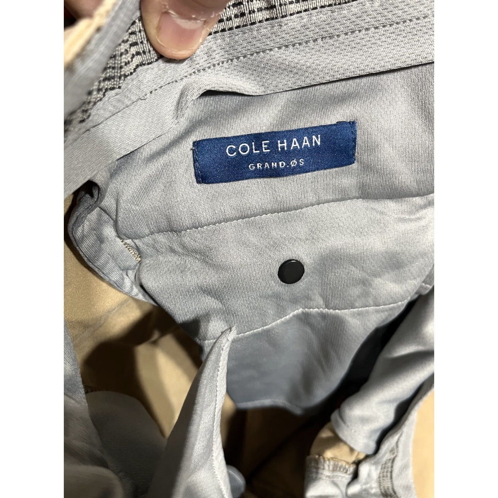 Cole Haan Cole Haan Grand.OS Chino Pants Mens 36x32 Beige Blue Regular Straight Front Button Zipper Pockets Cotton Nylon Stretch Casual Business Size US 36 / EU 52 - 6 Thumbnail