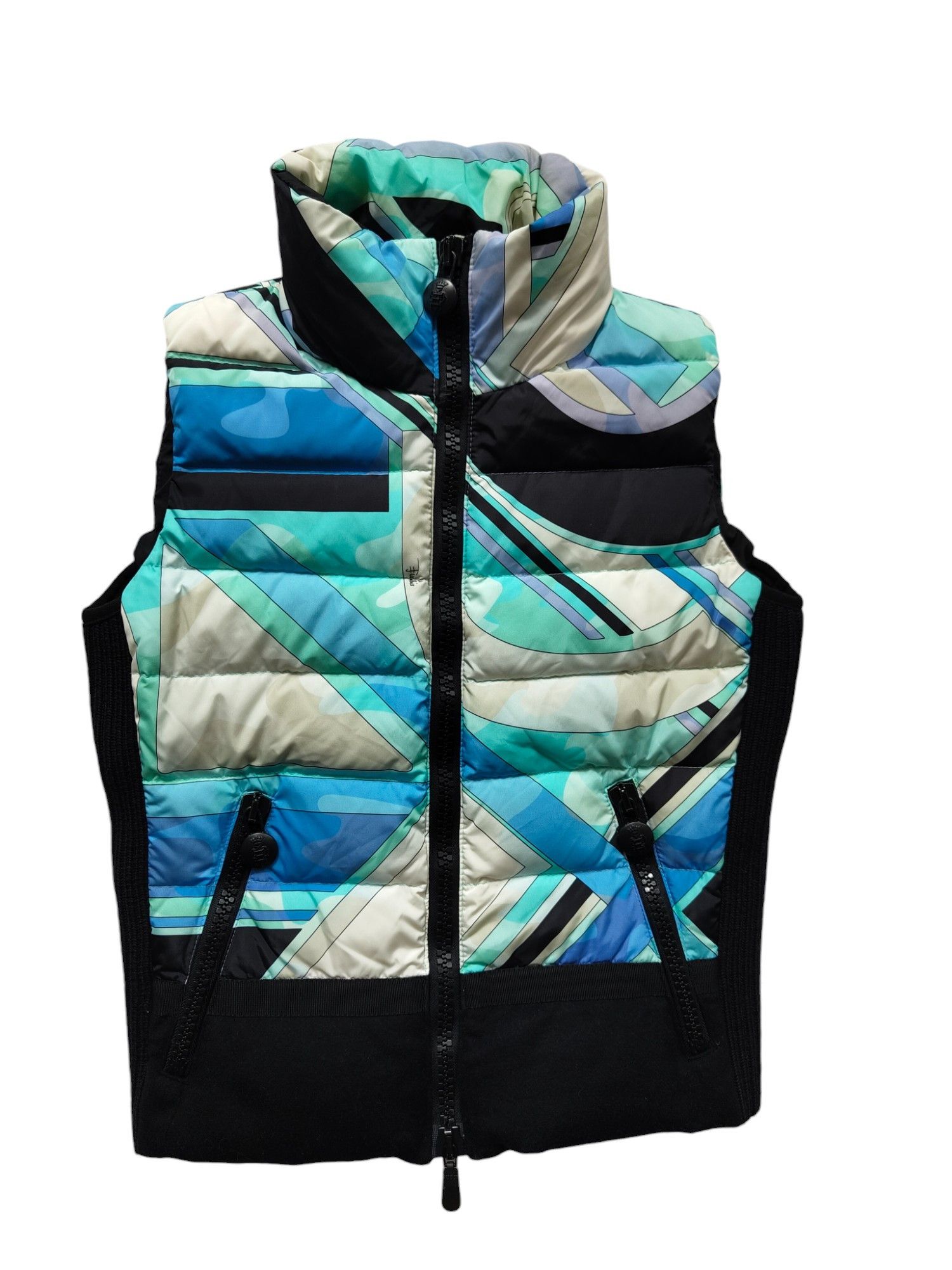 Emilio Pucci Blue And Black Down Puffer Vest Size XS / US 0-2 / IT 36-38 - 1 Thumbnail