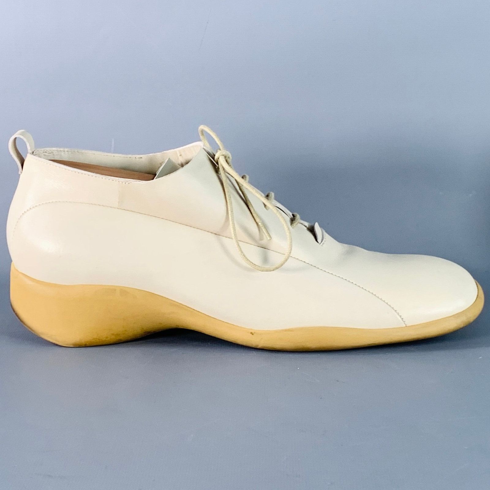 Costume National Size 10 Beige Leather Square Toe Oxford Lace-Up Shoes Size US 10 / EU 43 - 2 Thumbnail