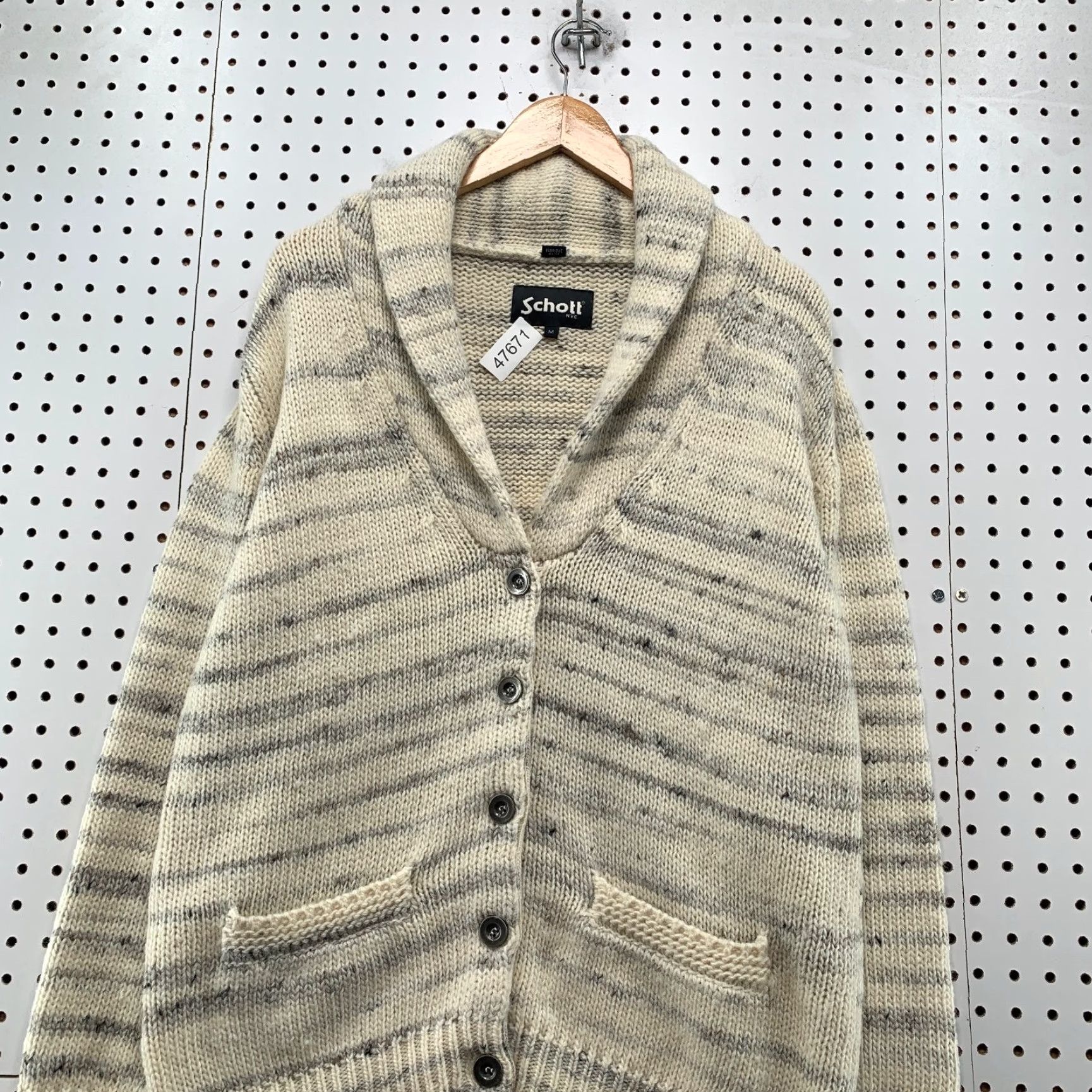 Schott Schott Wool Cardigan Sweater Womens M Beige Military Knit Button Shawl Size M / US 6-8 / IT 42-44 - 4 Thumbnail