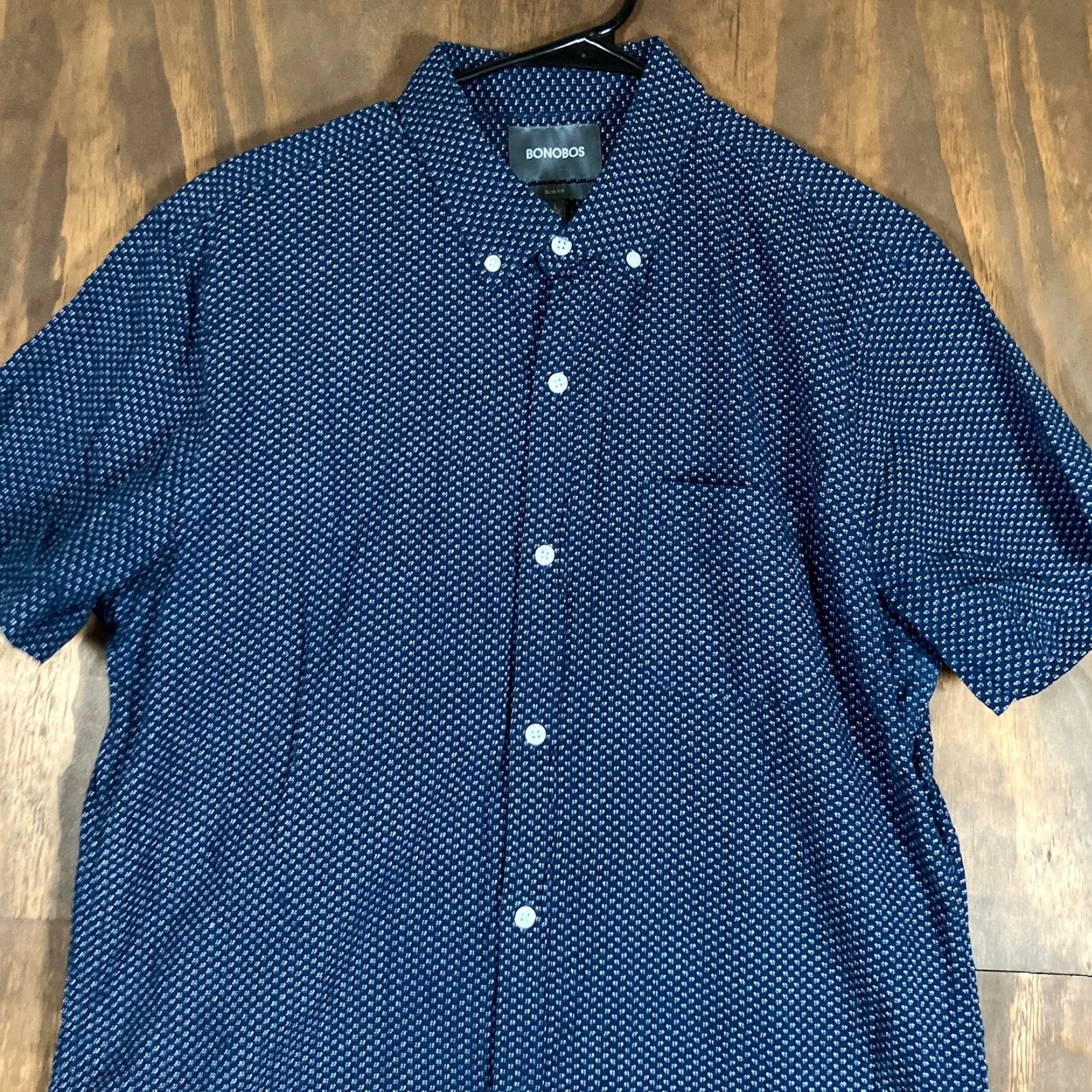 Bonobos Bonobos Mens Shirt Blue White Slim Fit Short Sleeve Collared Button Down Large Size US L / EU 52-54 / 3 - 2 Thumbnail