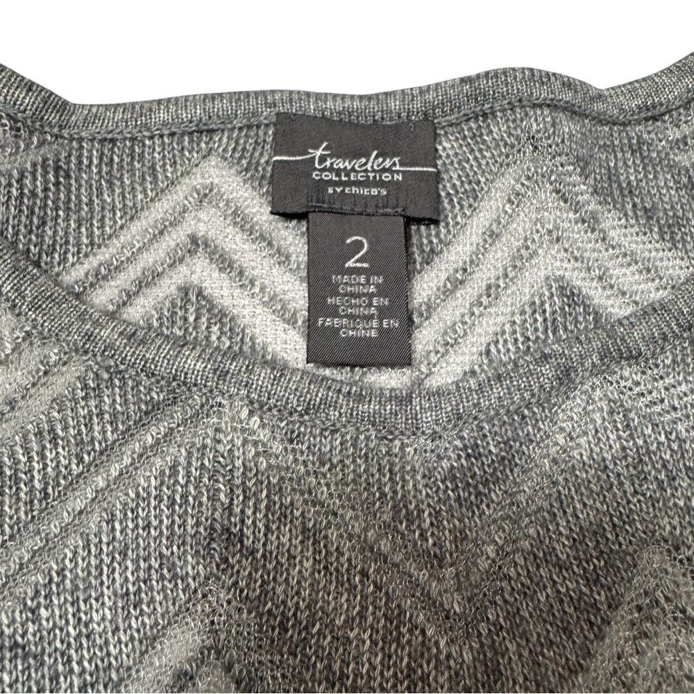 Chicos Chico's Travelers Gray Chevron Knit Sweater Size 2 US L Size L / US 10 / IT 46 - 8 Thumbnail