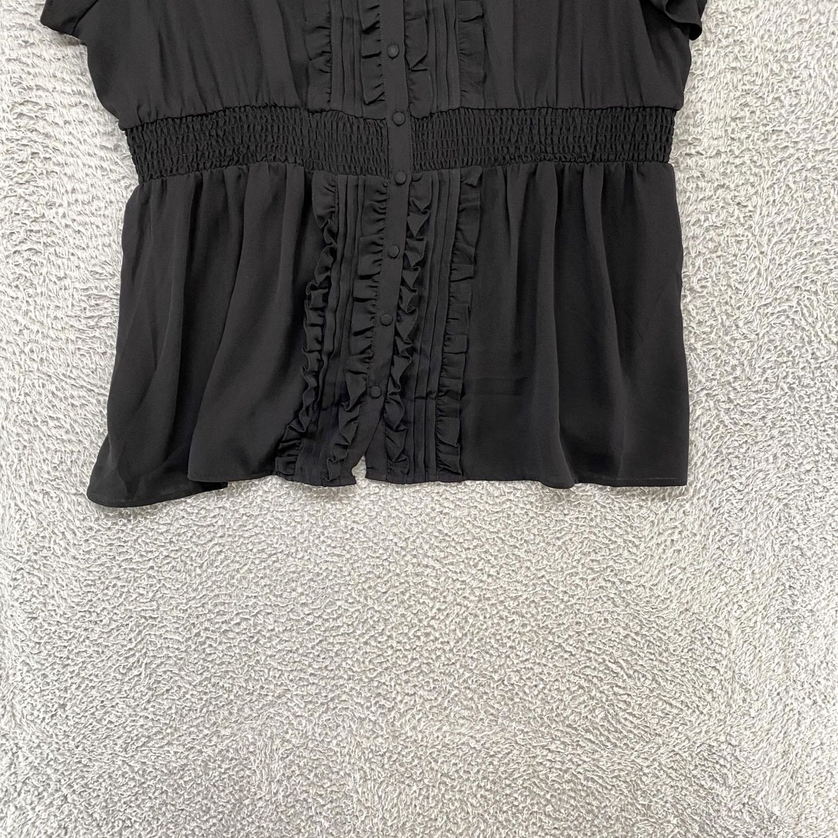 Torrid Torrid Ruffle Tunic Top Womens 3X Black Button Front Flutter Sleeve Size XXL / US 16-18 / IT 52-54 - 2 Thumbnail