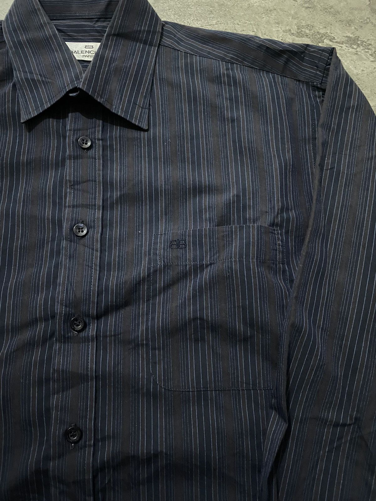 Balenciaga Vintage Balenciaga BB striped shirt Size US L / EU 52-54 / 3 - 2 Thumbnail
