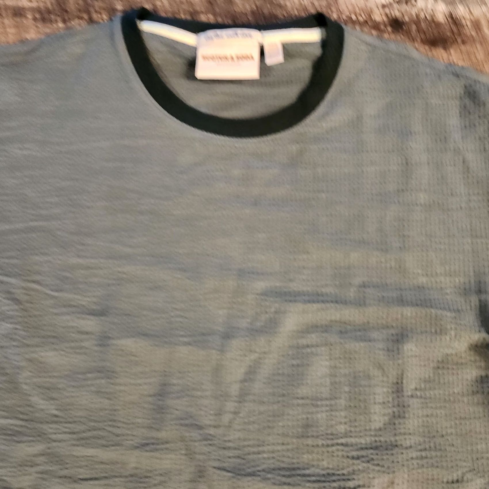 Scotch & Soda Scotch & Soda T Shirt Tee Mens Large Green Textured Knit Crew Neck Short Sleeve Waffle Knit Logo Cotton Spandex Regular Size US L / EU 52-54 / 3 - 3 Thumbnail