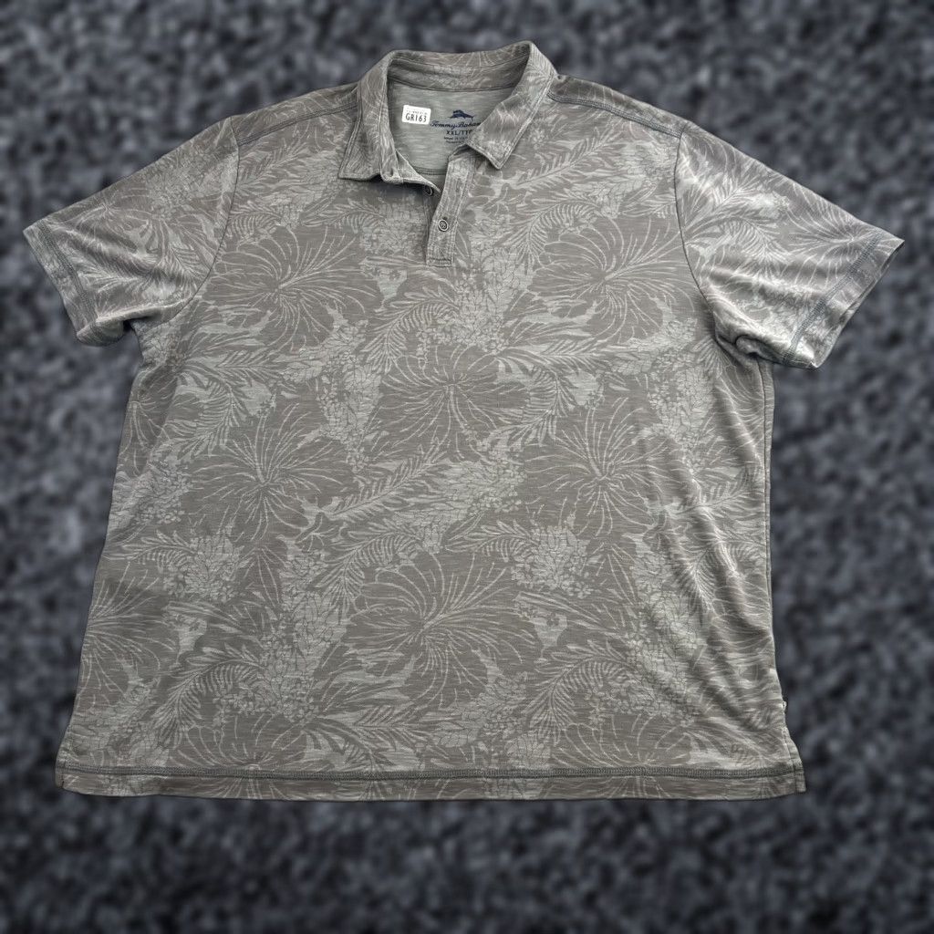 Tommy Bahama VINTAGE Tommy Bahama Polo Shirt Mens 2XL Gray Floral Tropical Knit Casual Golf Adult Size US XXL / EU 58 / 5 - 1 Thumbnail