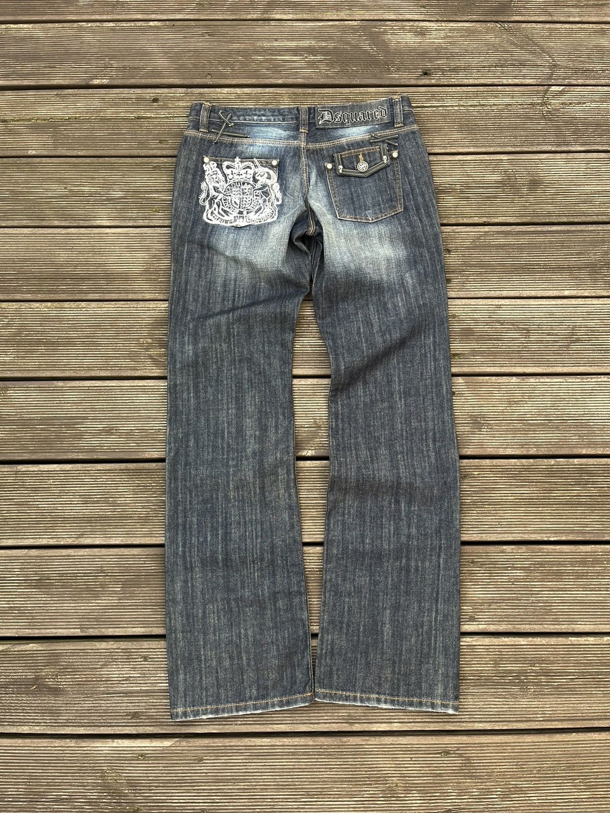 image of Avant Garde x Dsquared2 Vintage Dsquared2 Jeans Italy Skull Navy Denim Bootcut 31 in Navy Blue