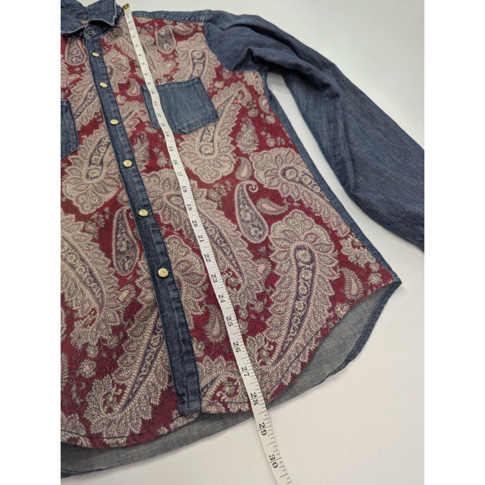Zara Zara Shirt Men Denim Blue Paisley Long Sleeve Button-Up Slim Fit M Snap Collar Casual Travel Western Pattern Paisley Tapestry Size US M / EU 48-50 / 2 - 6 Thumbnail
