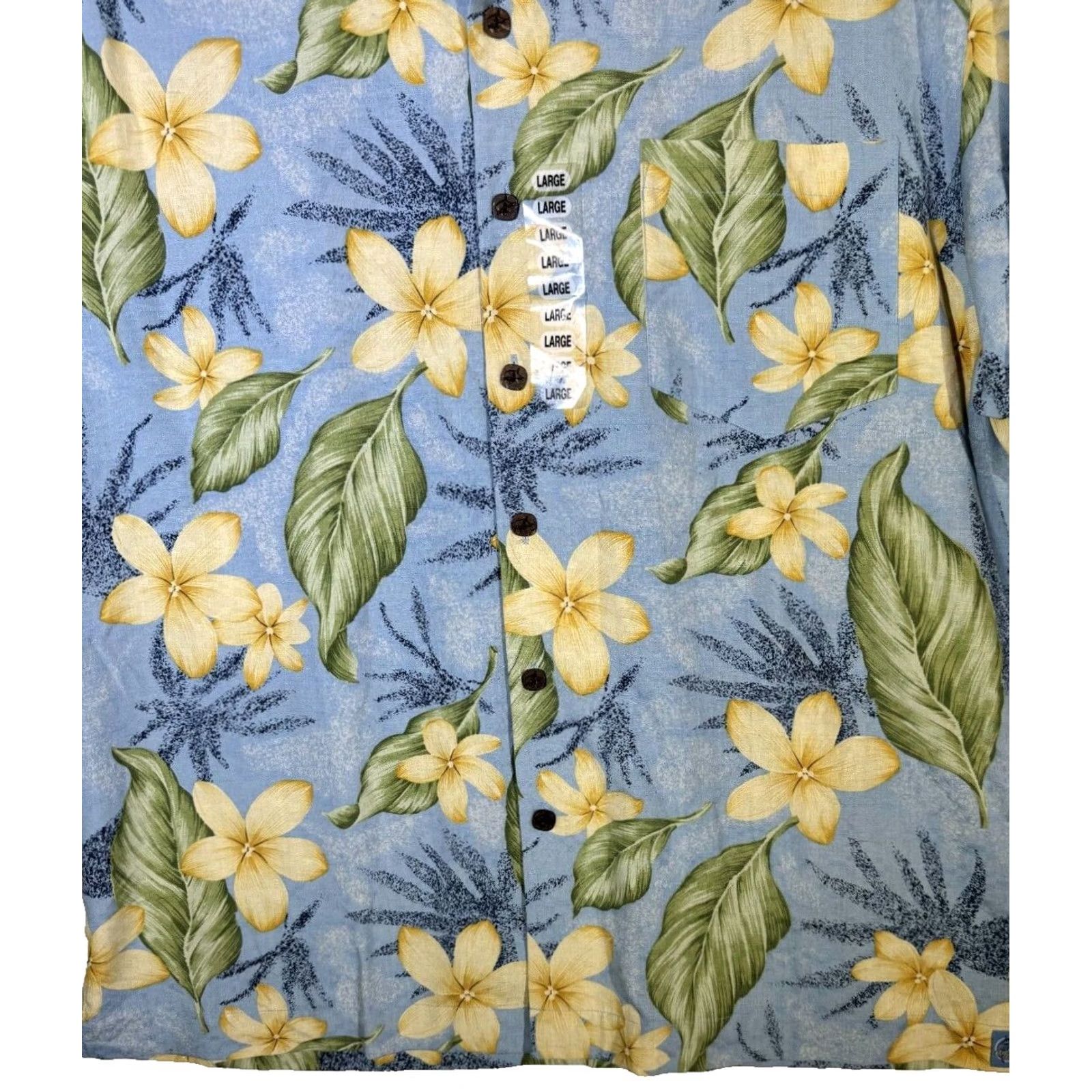 Vintage Bermuda Bay Shirt Large Blue Floral 100% Silk Short Sleeve Button-Up M183 Size US L / EU 52-54 / 3 - 3 Thumbnail