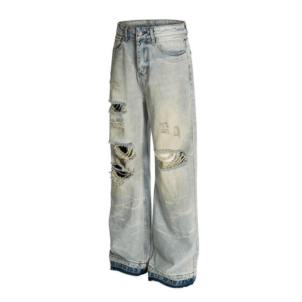 Japanese Brand × Jean Men's retro distressed straight casual heavy washed jeans Size US 32 / EU 48 - 2 Thumbnail