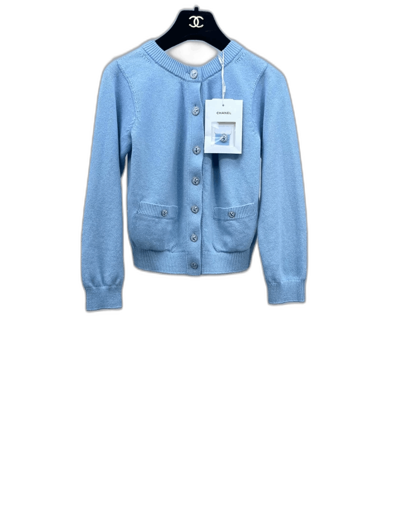 Chanel Chanel Blue Double-Breasted Cashmere Cardigan Size S / US 4 / IT 40 - 1 Thumbnail