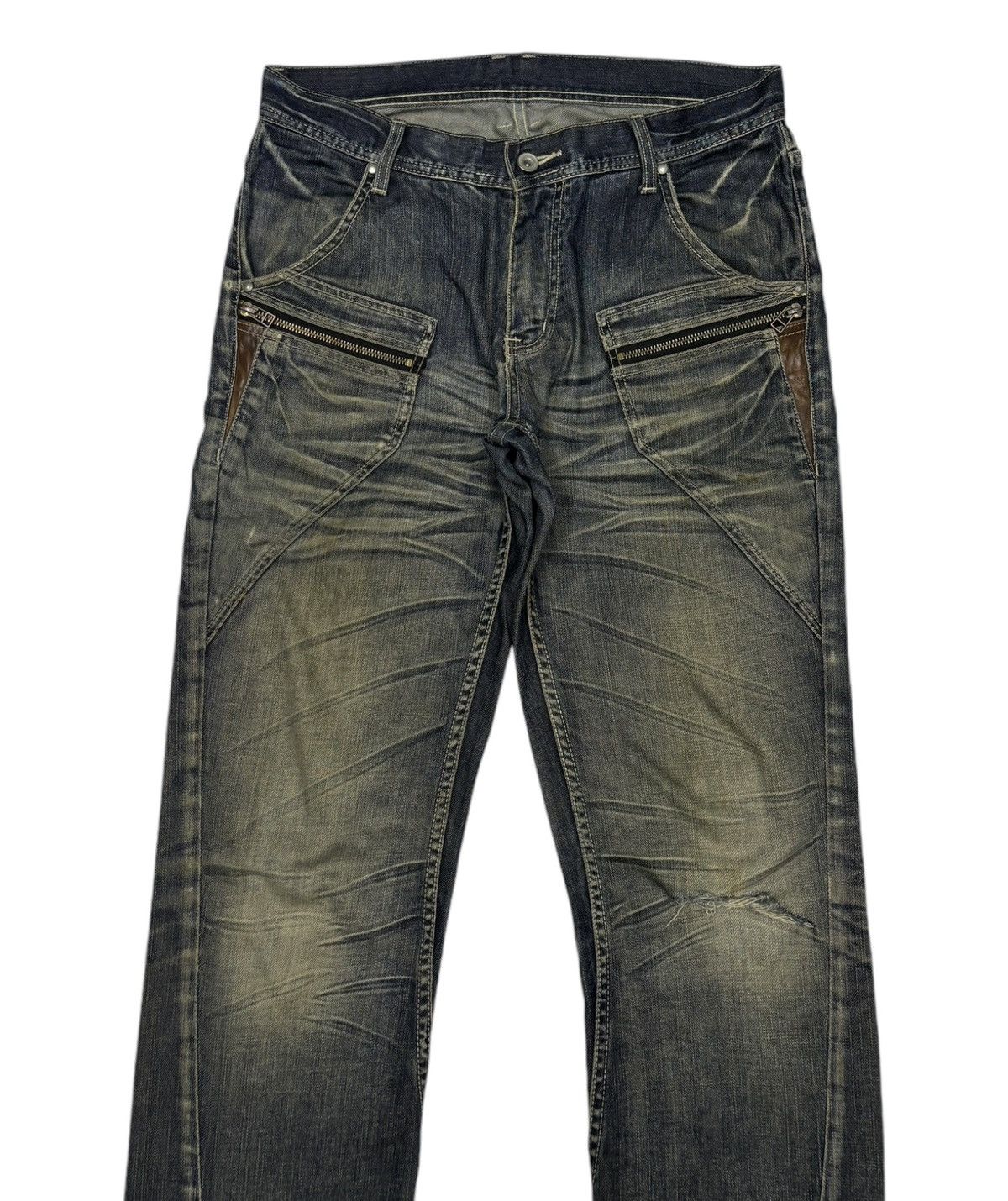 If Six Was Nine Flare Jeans Michel Klein Clawmark Twist Denim Jeans Size US 31 - 3 Thumbnail