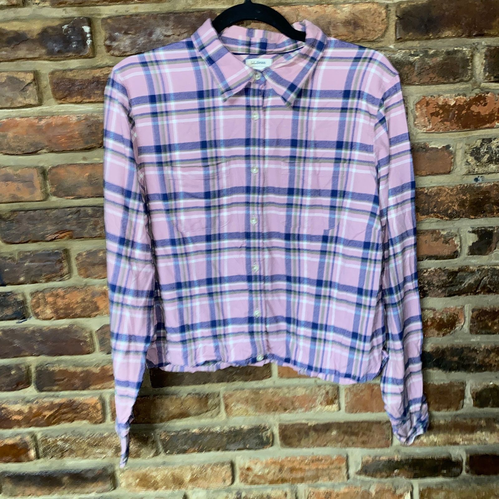 L.L. Bean L.L. Bean Pink Plaid Flannel Button Down Crop Top Medium Size M / US 6-8 / IT 42-44 - 1 Thumbnail